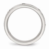 Sophia Jewelers Polished Stainless Steel Grooved CZ Wedding Band